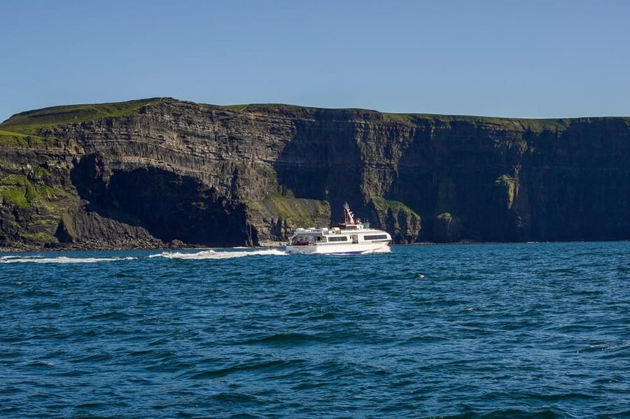 From Dublin: Cliffs of Moher, Boat Tour & Aillwee Cave - The boat beneath the Cliffs of Moher