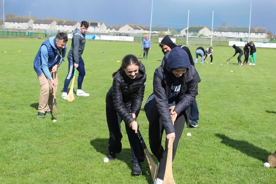Hurling Experience in Kilkenny City - Taking a shot at the goalposts