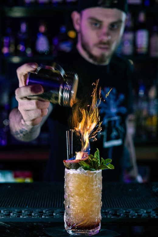 Premium Cocktail Class - Finding the purple lights and downstairs entrance